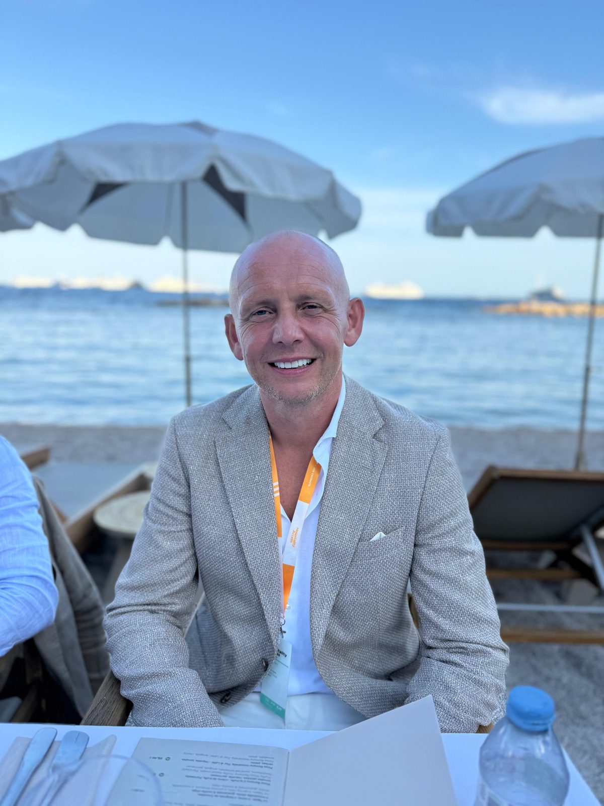 Sam Allcock at an industry event on the French Riviera